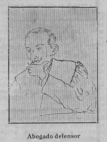 Retrato de Benigno Arango publicado en "La Voz de Asturias" de 3 de julio de 1925, durante el juicio por el asalto al Banco de España de Gijón.